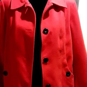 JM Red Pea Coat with black buttons